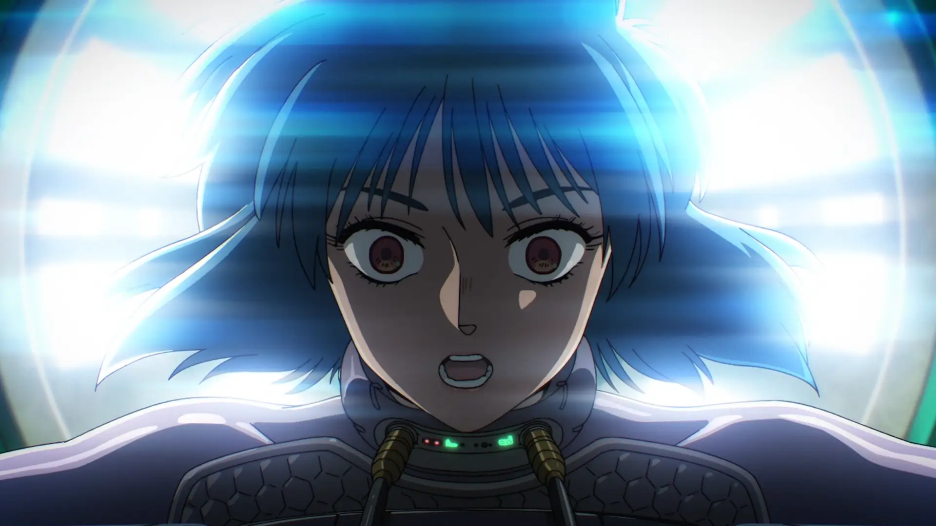 This is the first face she made once waking up, clearly not a good sign. Nothing good can happen when you have an AI in your brain