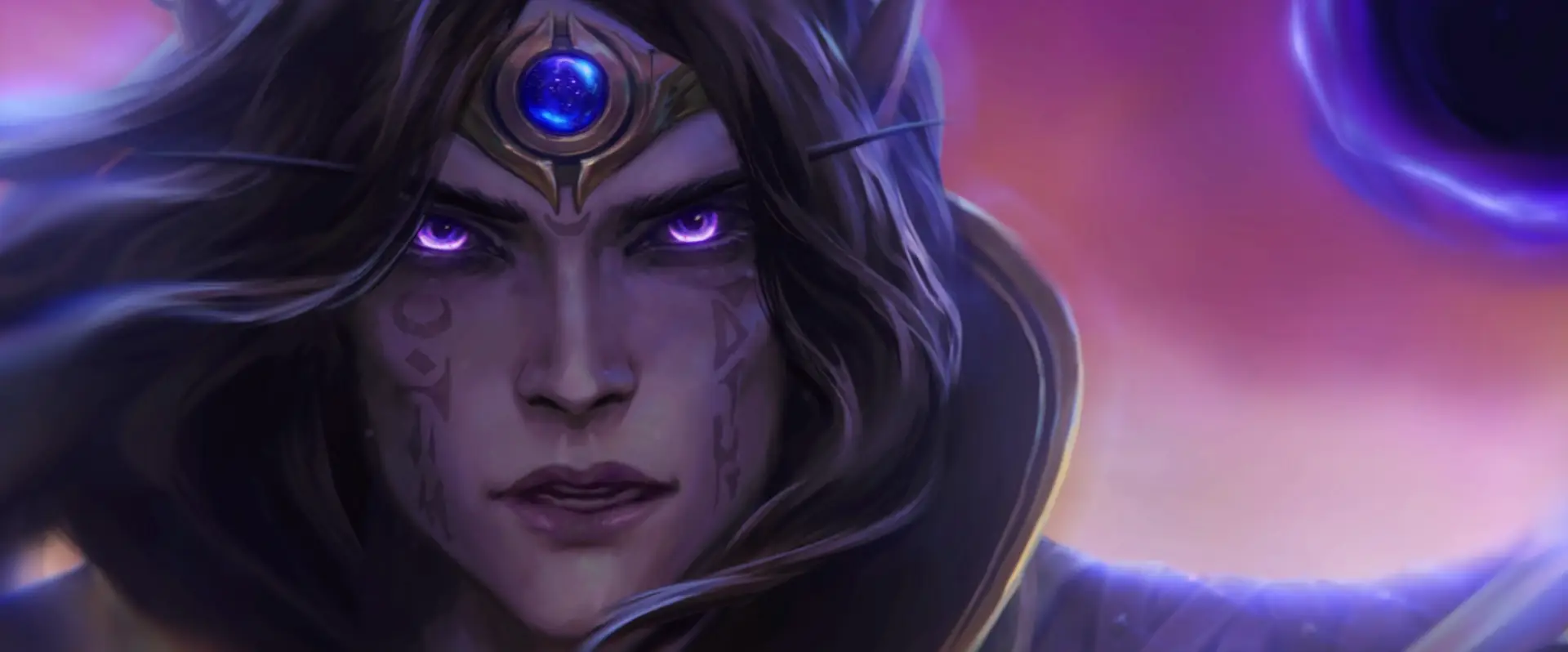 Xal'atath in the cinematic where she reveals her origin to the Ethereal's leader. She looks absolutely stunning, Blizzard still delivers on the art department.