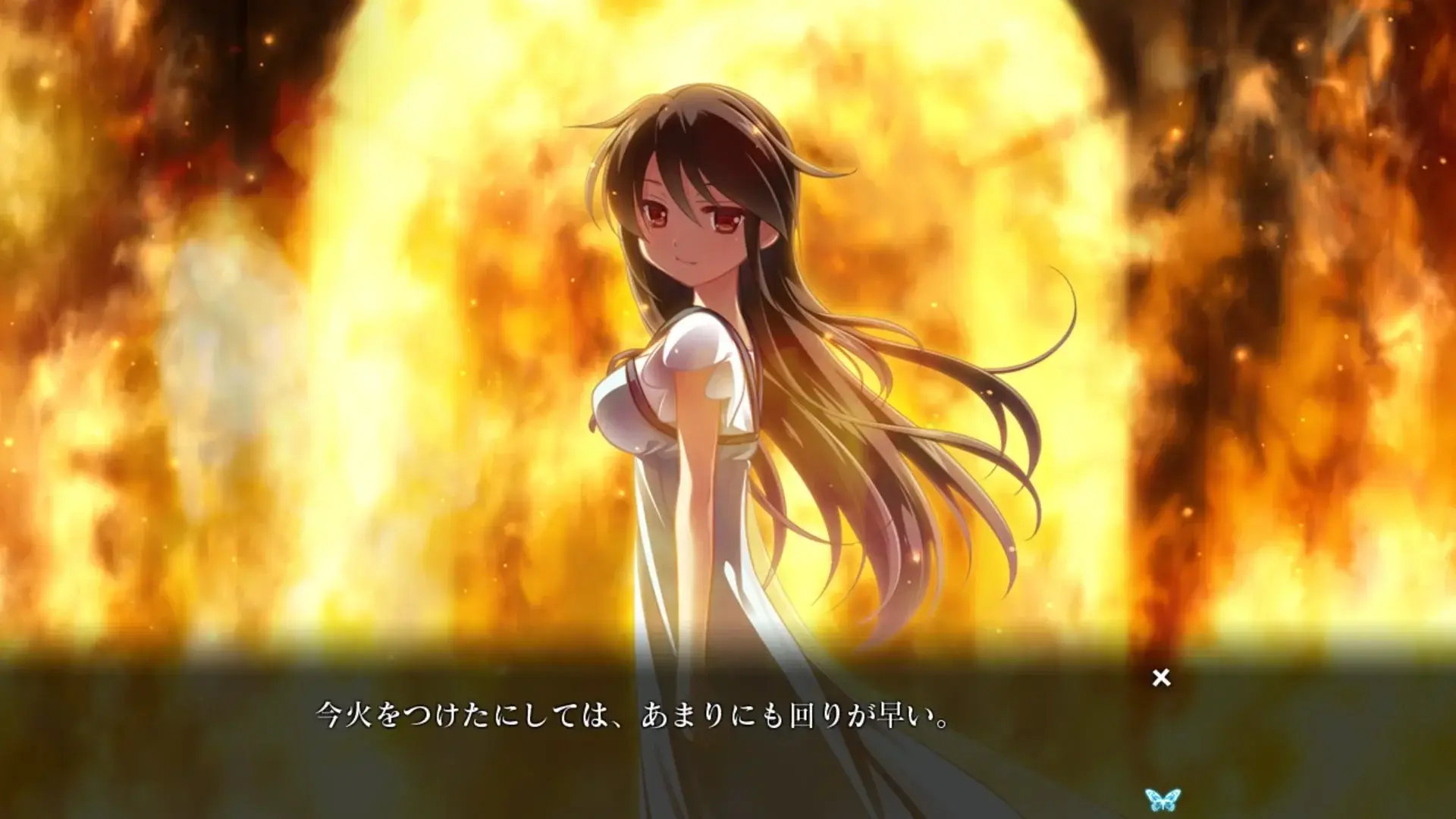 What happened here? Why does she goes toward the flames?!