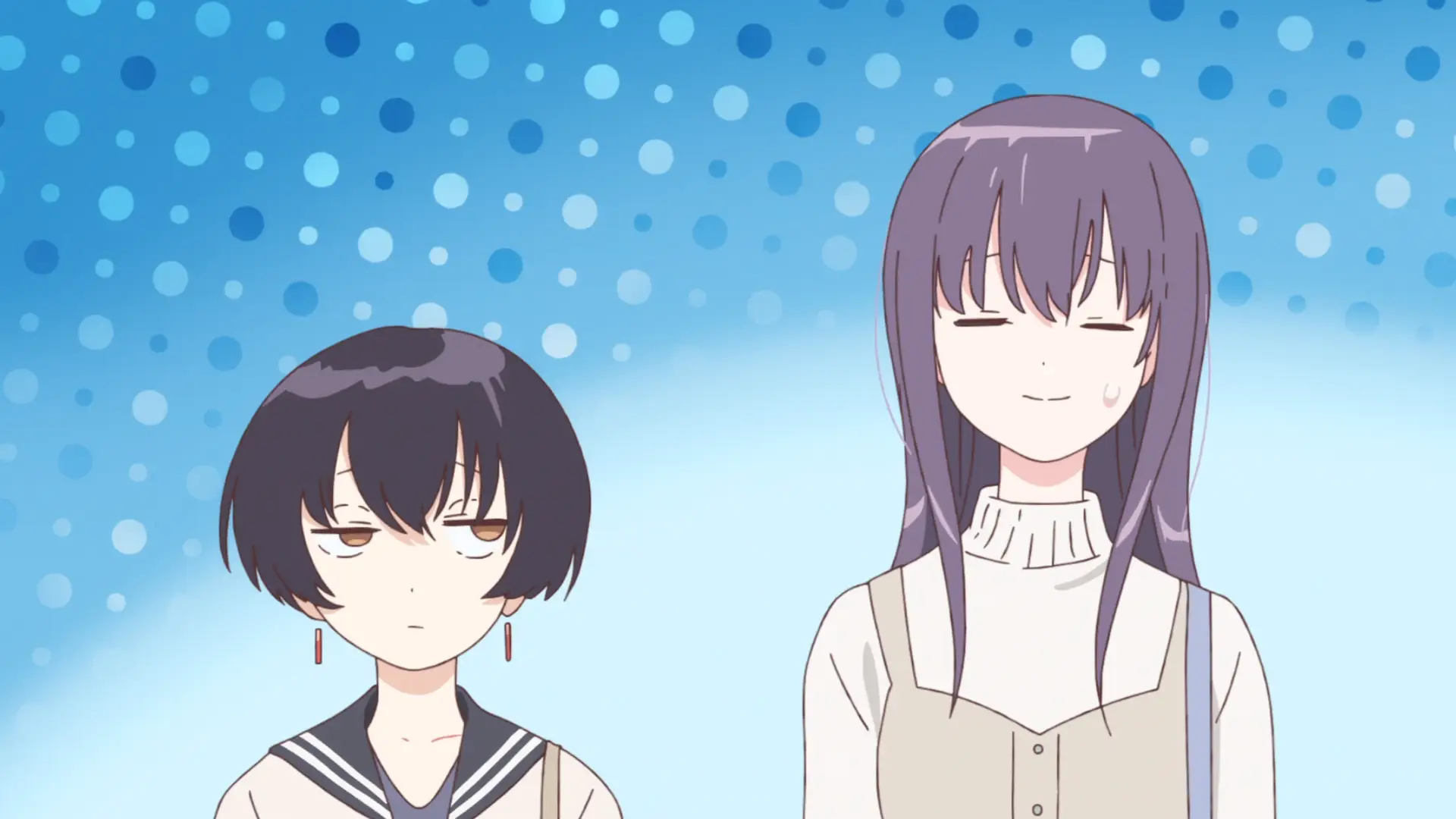 Yes, look at her that way. Kanade is suspicious, don't give too much trust into her. She might betray you at a moment notice.