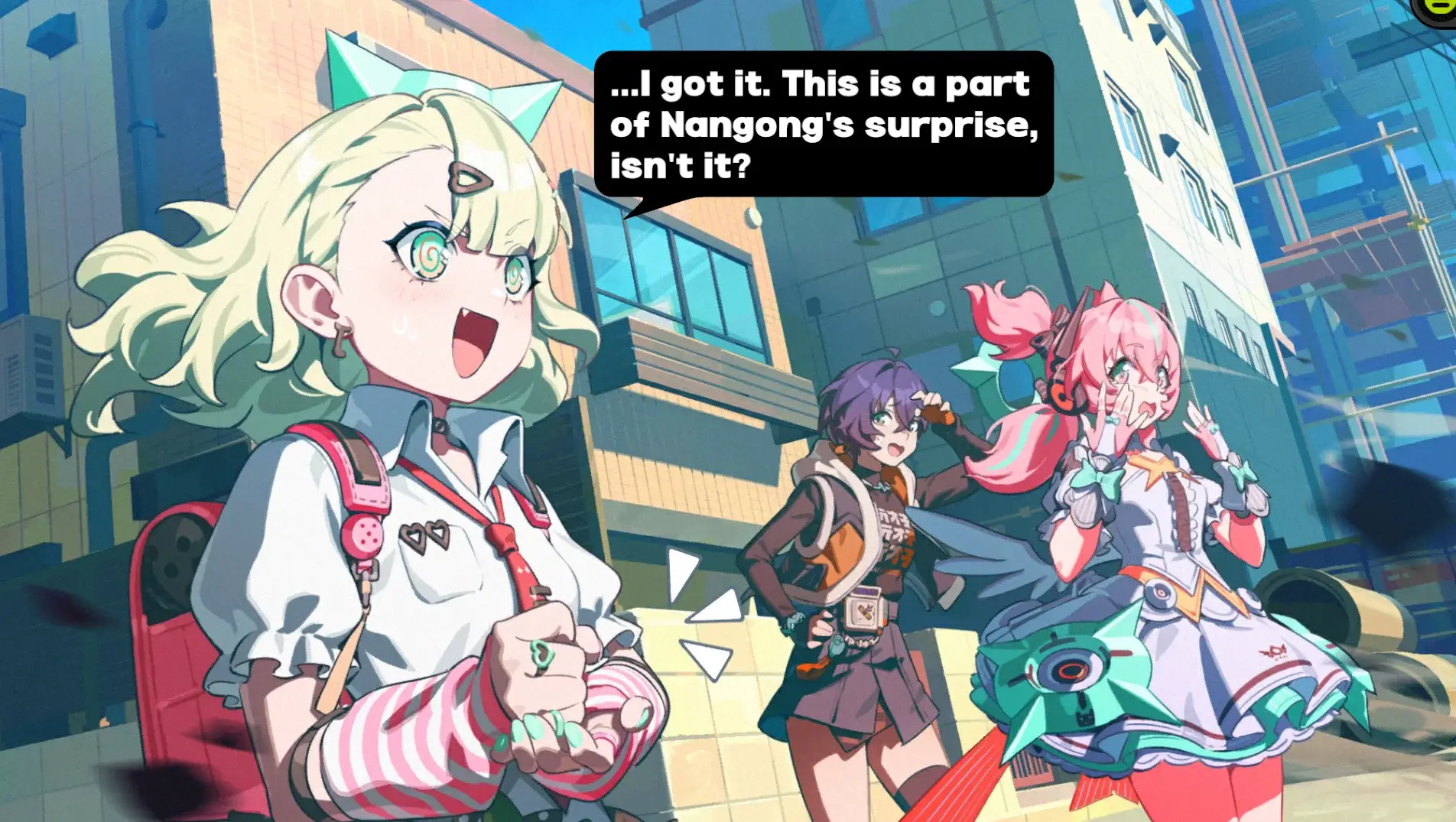 Chinatsu / Sunna is starting with her delusion after realizing that Nangong might be someone quite important to be able to get an helicopter at a moment notice.