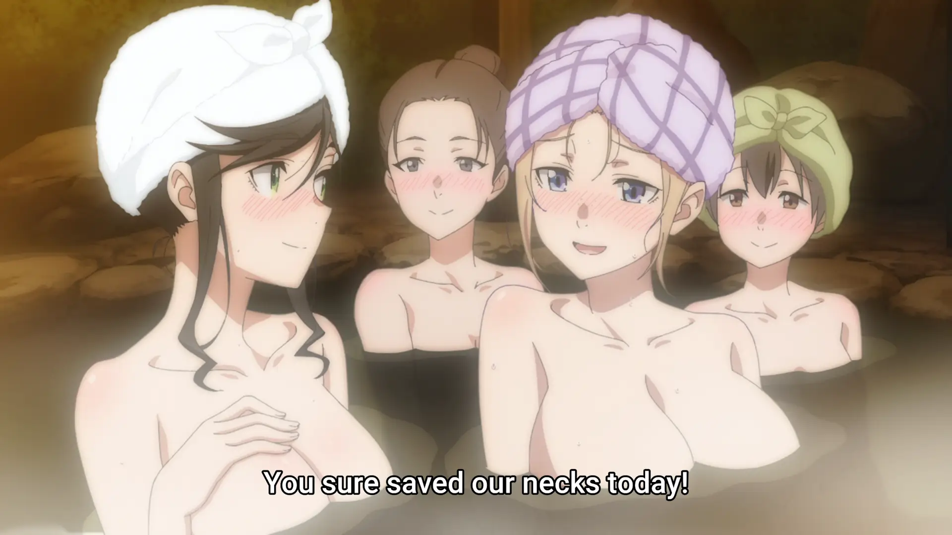 You can't finish this series without a scene of Kinme in the hot springs, it's like a tradition at this point. With Yagara too this time!