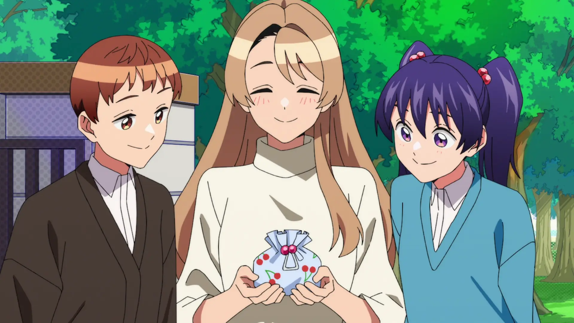 Poemu's mother bring the goods to school. She's going to destroy Poemu's reputation at this point.