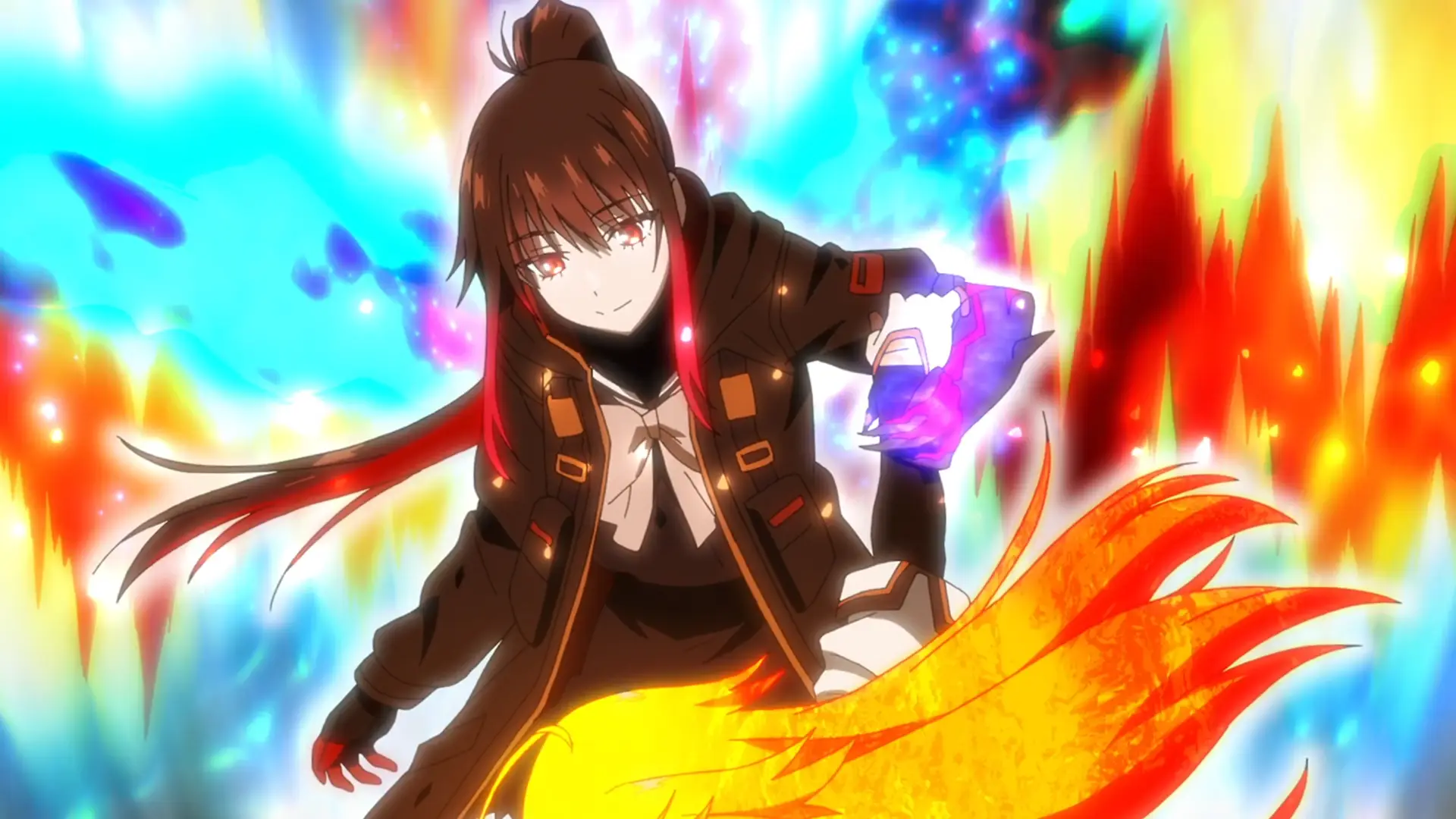 Towa works hard as a yuri partner to protect Shiina from self-destroying. Blue flame and red flame!