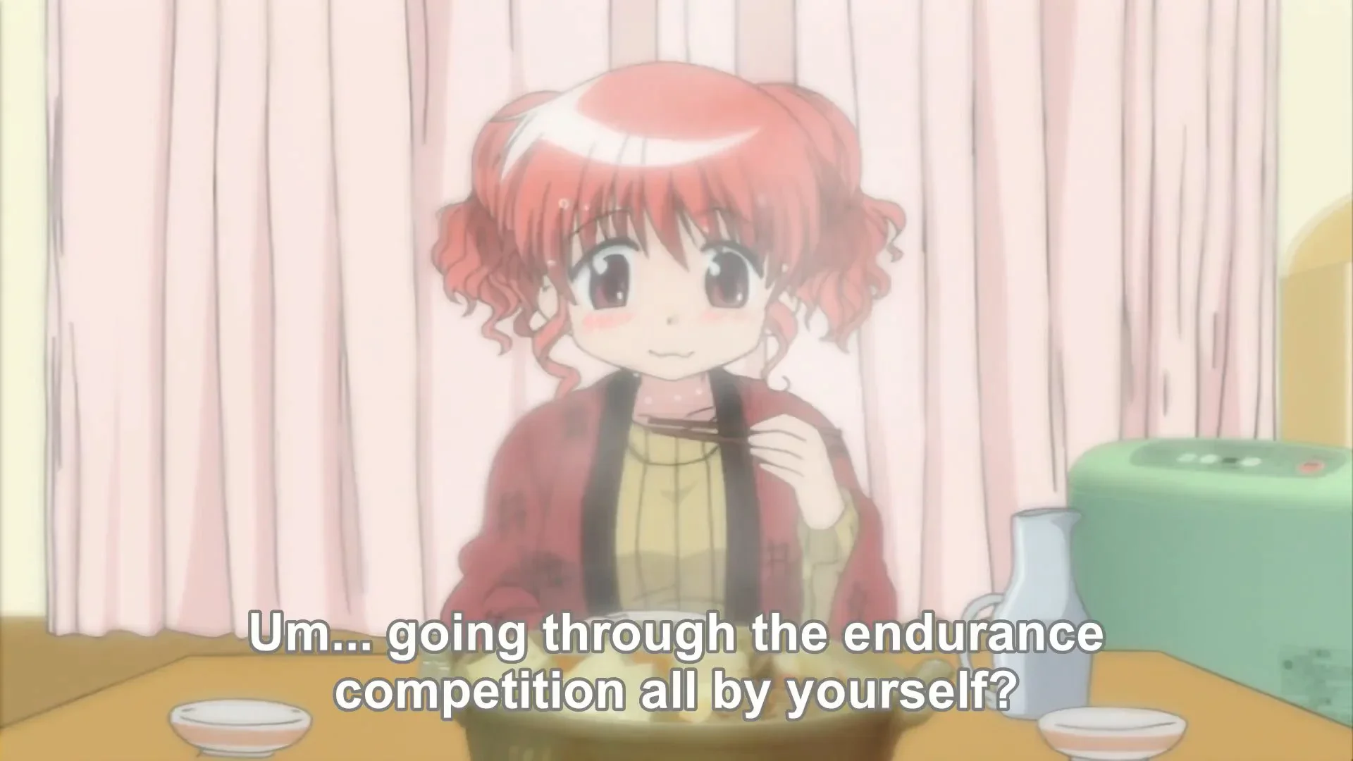 Hiro doing what she is best known for. Eating!