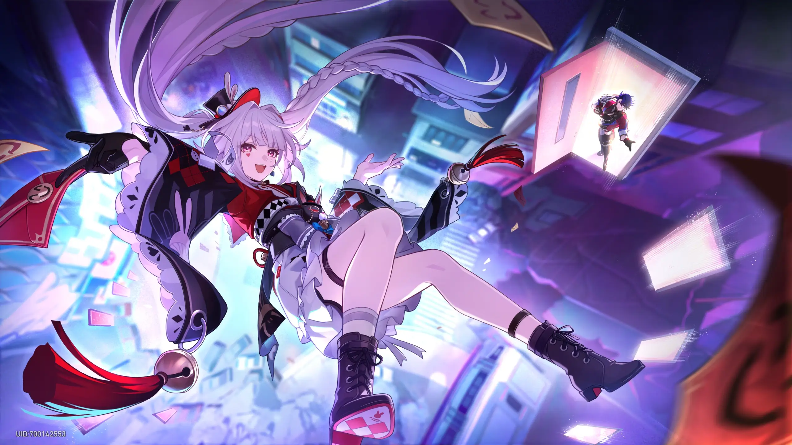 Sparxie also gets a dedicated CG showing her helping the population of Planarcadia get to safety using the Fool's base