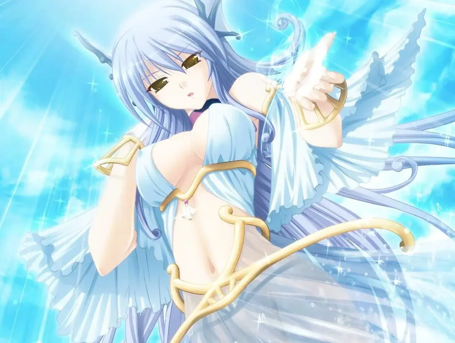 Water Miko appears in multiple titles as she is pretty much immortal when it comes to aging.