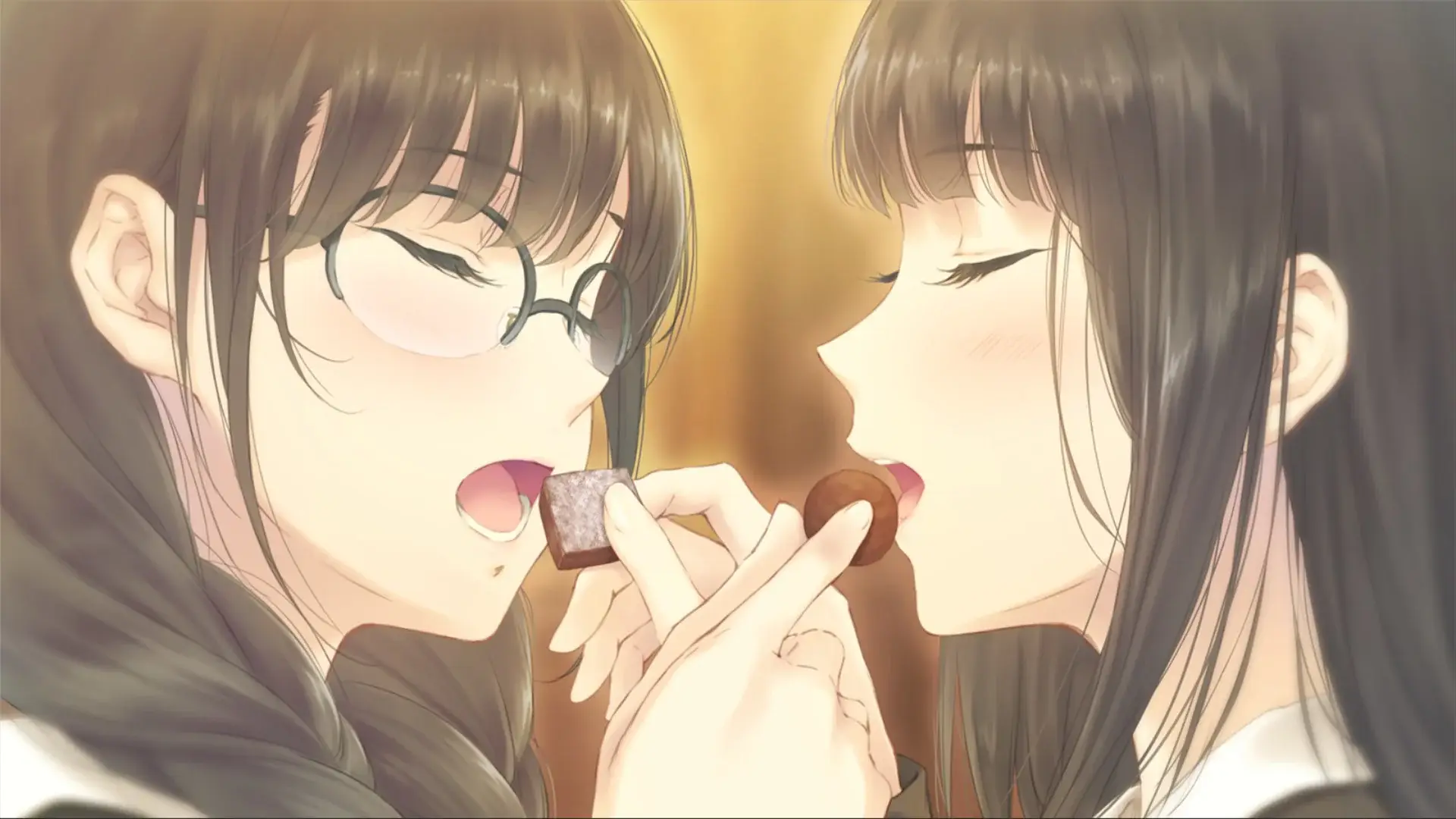 Suou and Rikka giving each other the chocolate they cooked for valentine day. The softness of this art is incredible, really has that "pure and innocent" look on them.