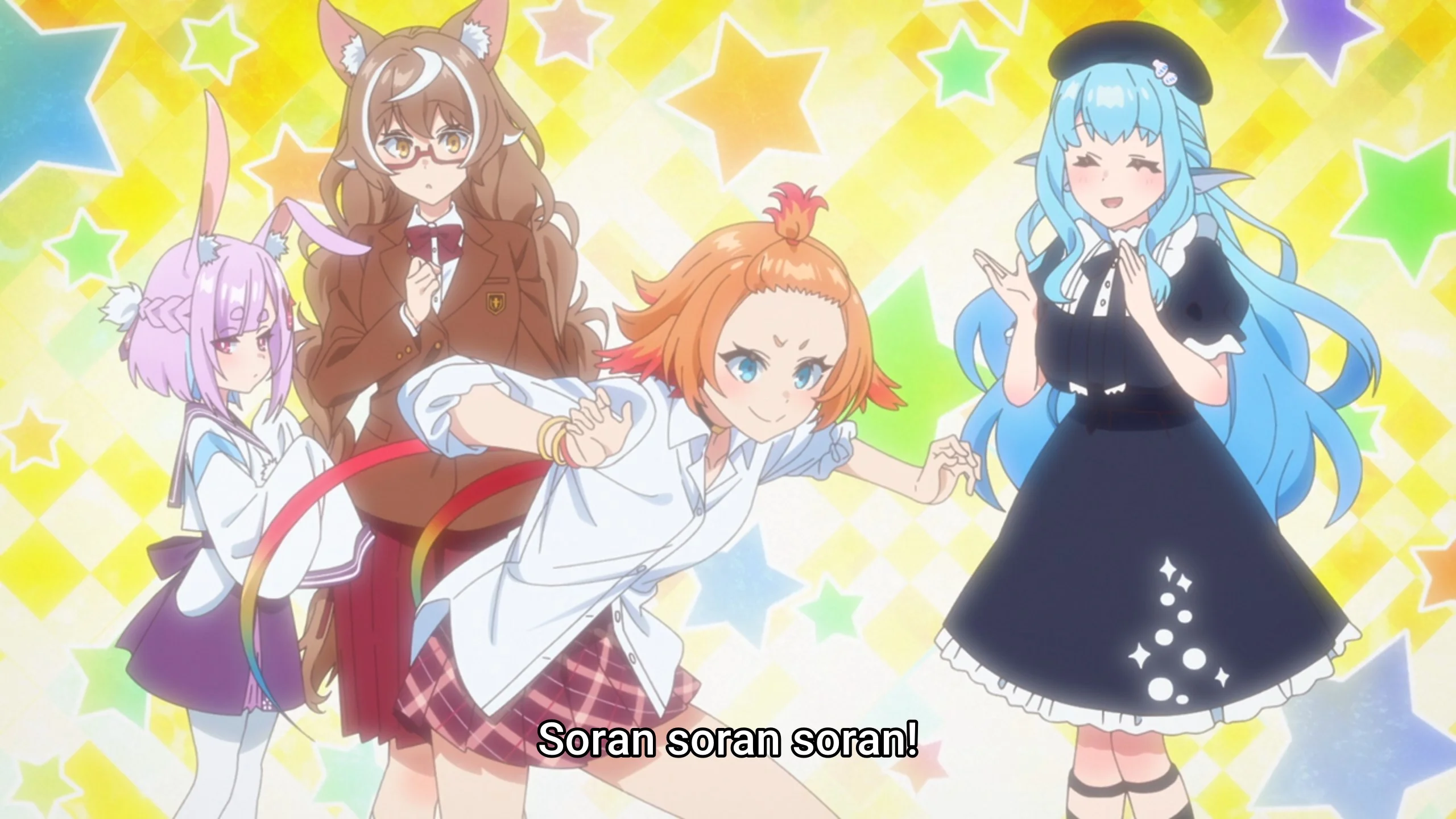 The main four girls in action.