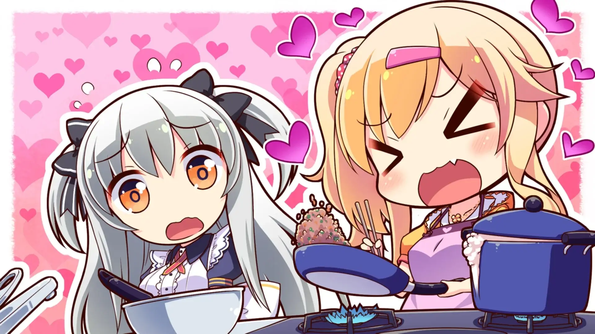 Stop emanating that 'love love' aura at least when we're cooking.