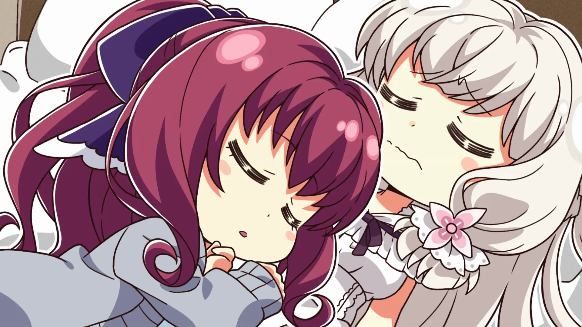 Unrelated Yua sleeping with Aino bothering her by sleeping closely. She was supposedly in the deep dream, but you can see her uncomfortable.