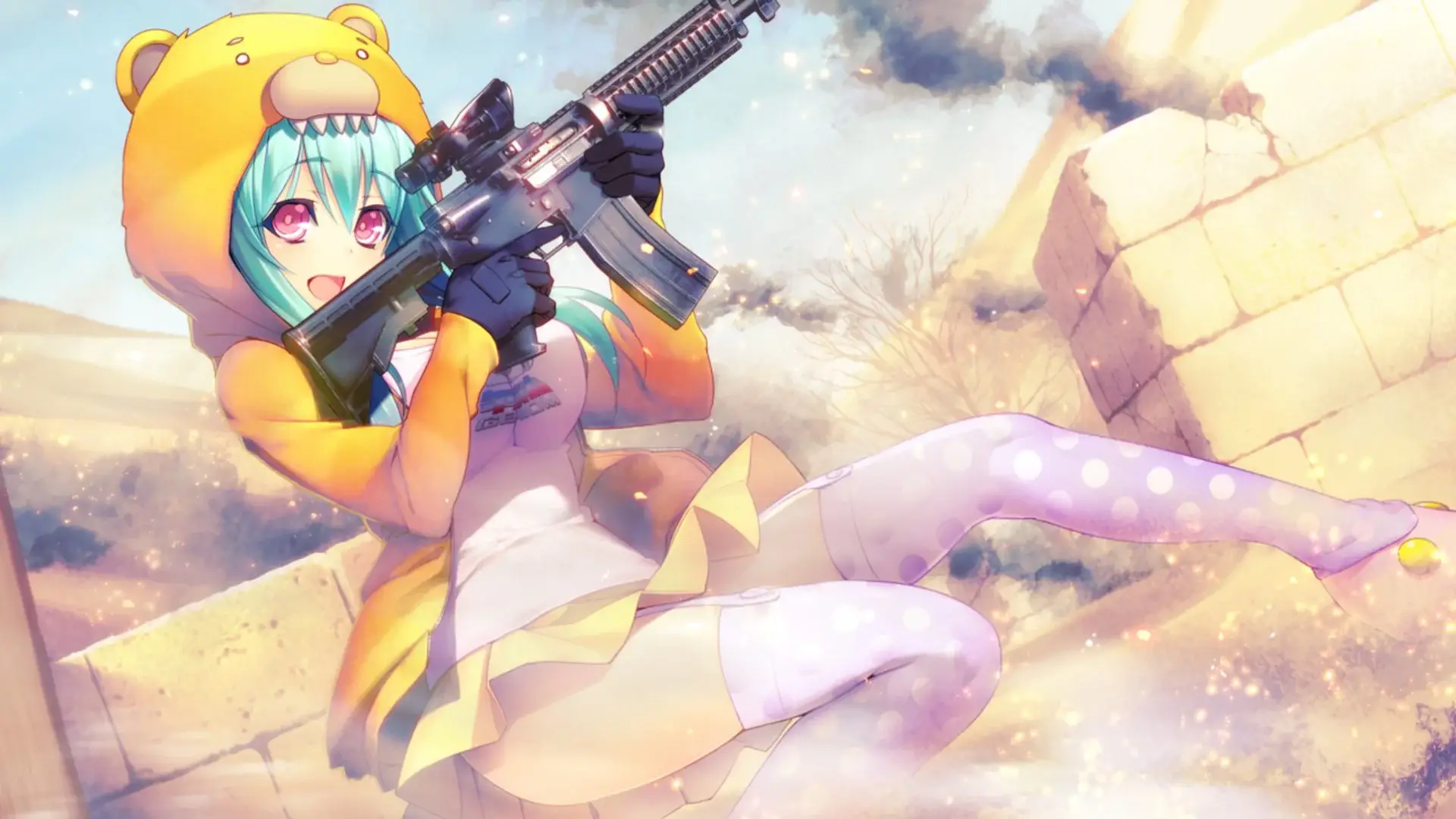 Iria with a gun looks just silly and cute more than intimidating. Girl is cute coded too much that intimidation is not her strong suit.