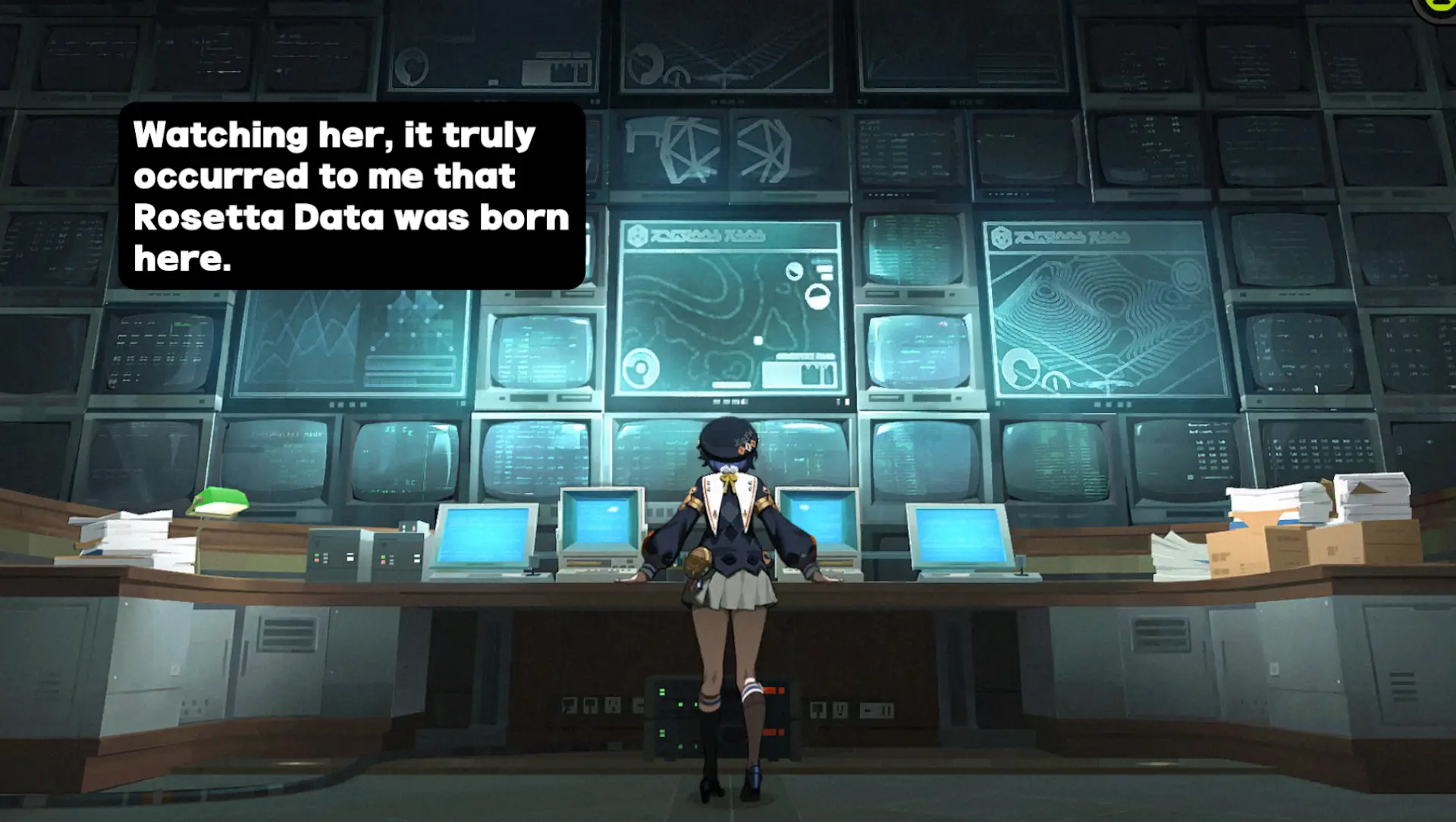 I like how small Belle looks in front of the computers. It's like she's in a completely different world altogether. And then they overlapped the figure of Sunbringer on her...