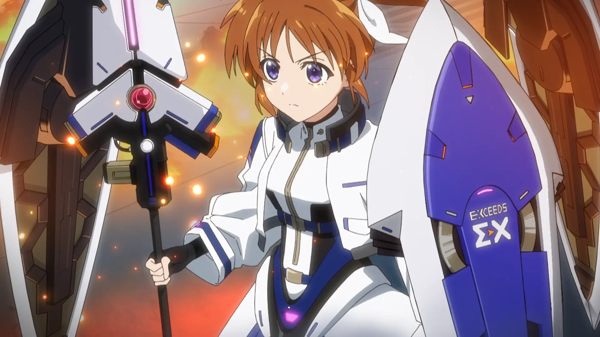 Nanoha is in full battle mode, she even started wearing a shield. Did Nanoha ever had a shield in any adaptation? No right?