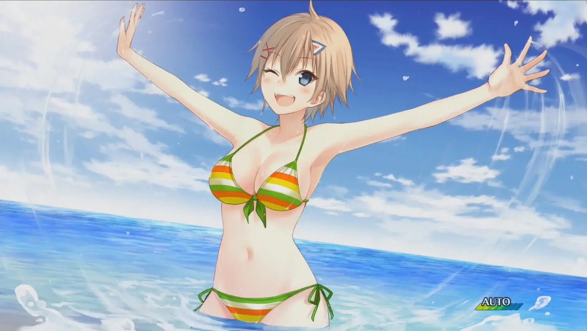 Our favorite tomboy-ish heroine Kanadeko in a swimsuit.