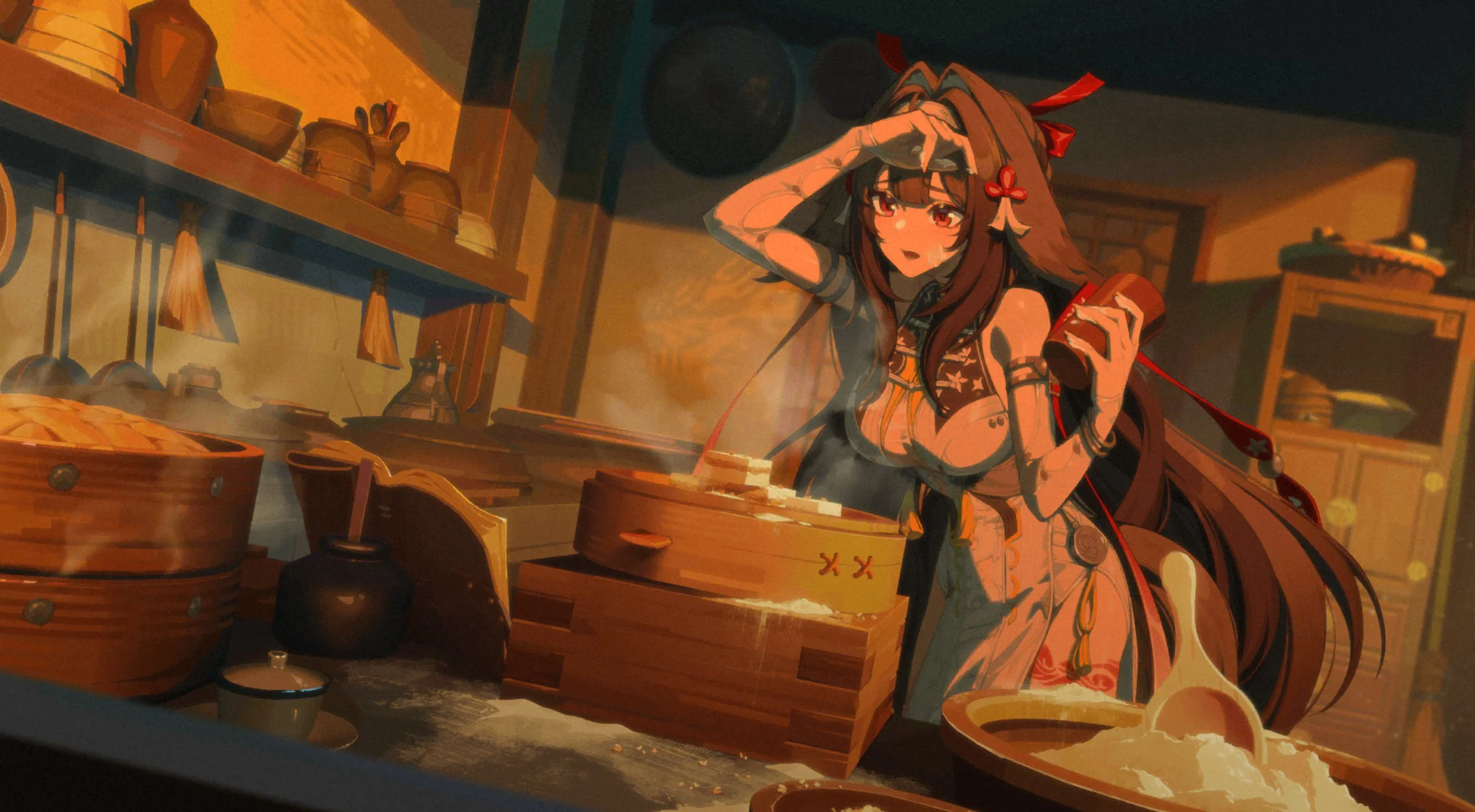 She was quite cute while cooking, really wife material!