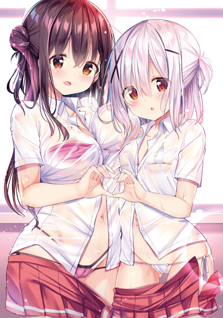Very wet Shizuku and Kokona.