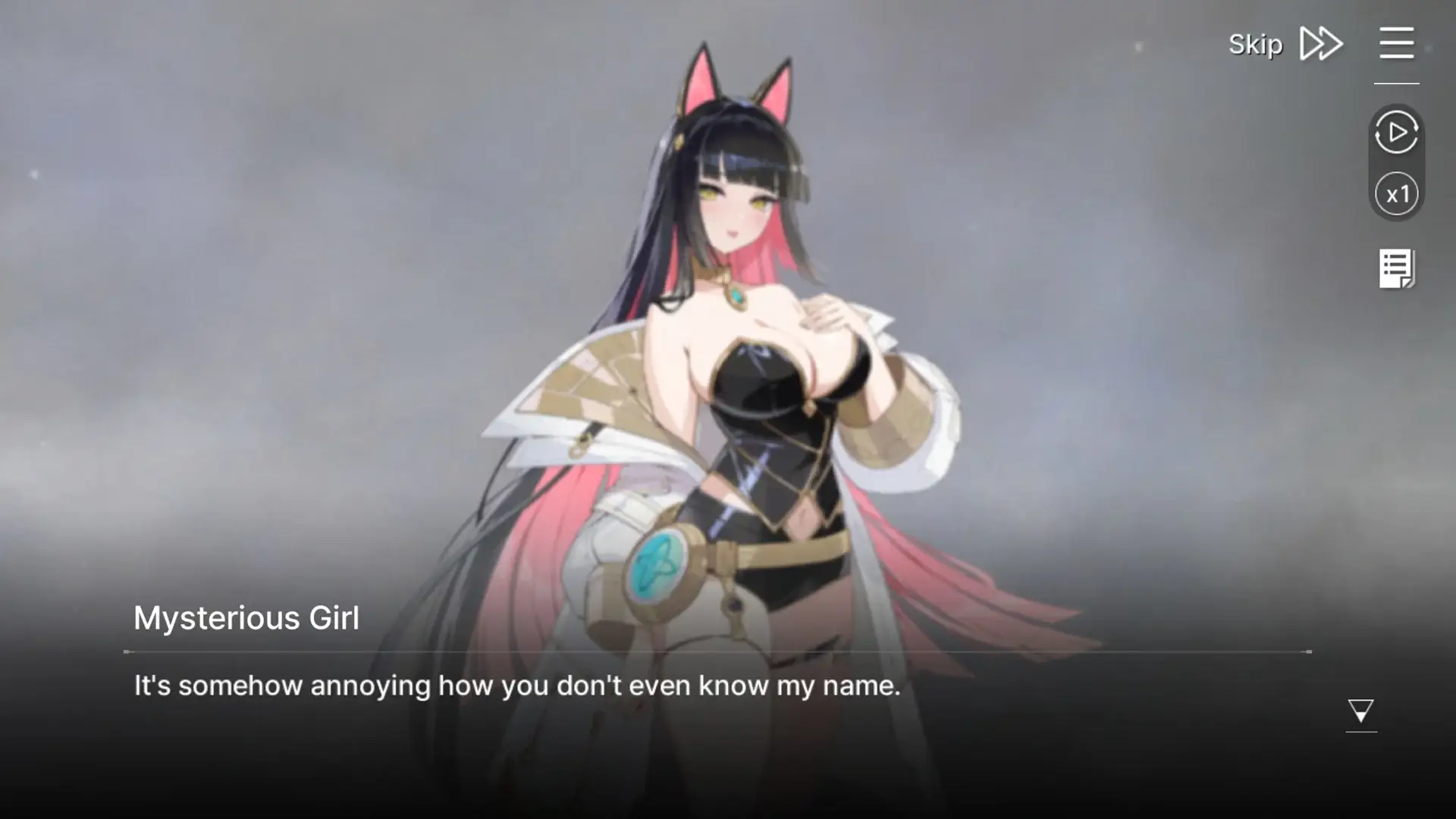 Sorry for the blurry image, but that's all that the game provided. She seems to know protagonist despite never having met her...