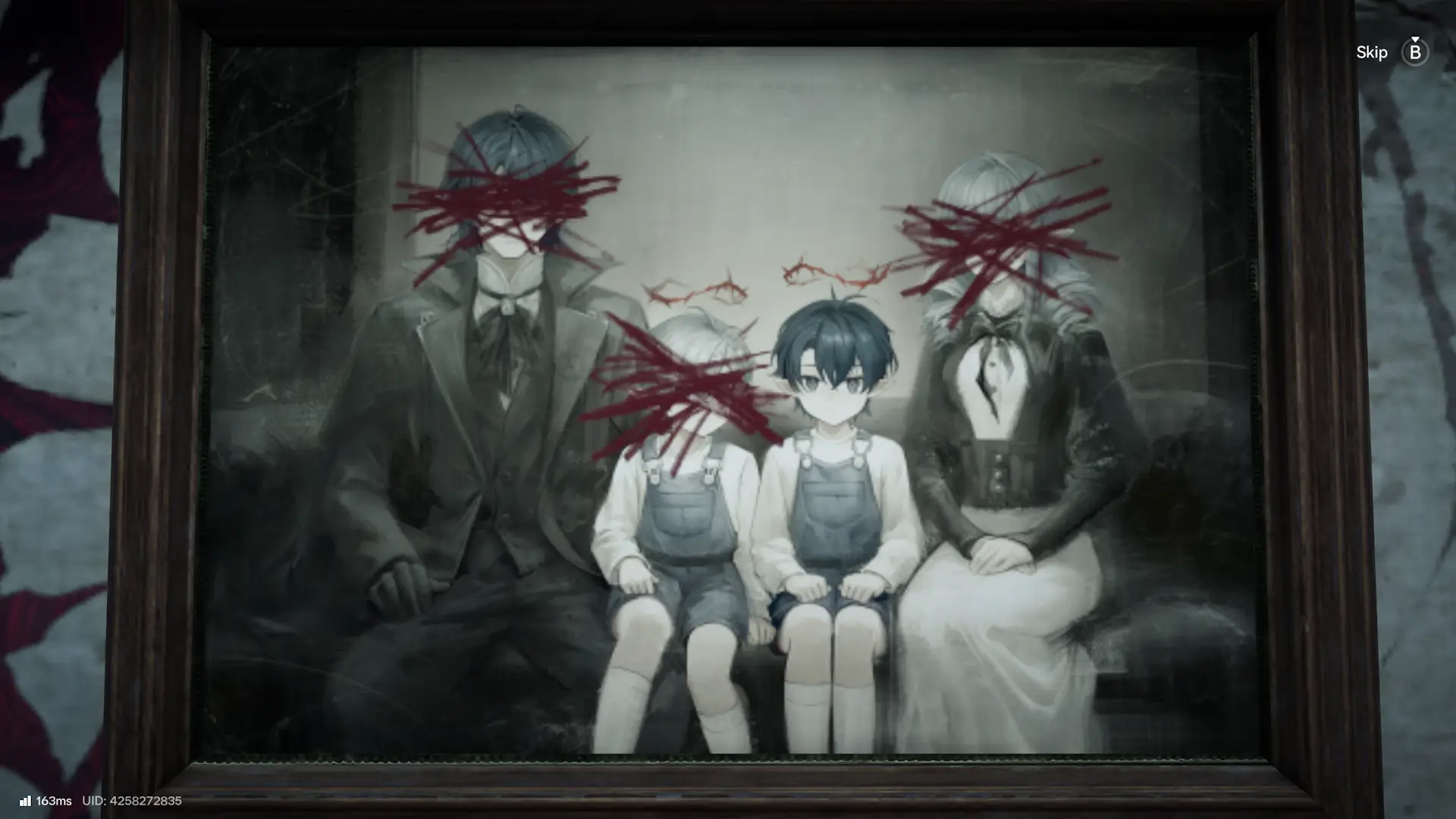 Typical faces scribbled away, creates that horror feeling combined with the black and white-ish style of picture.