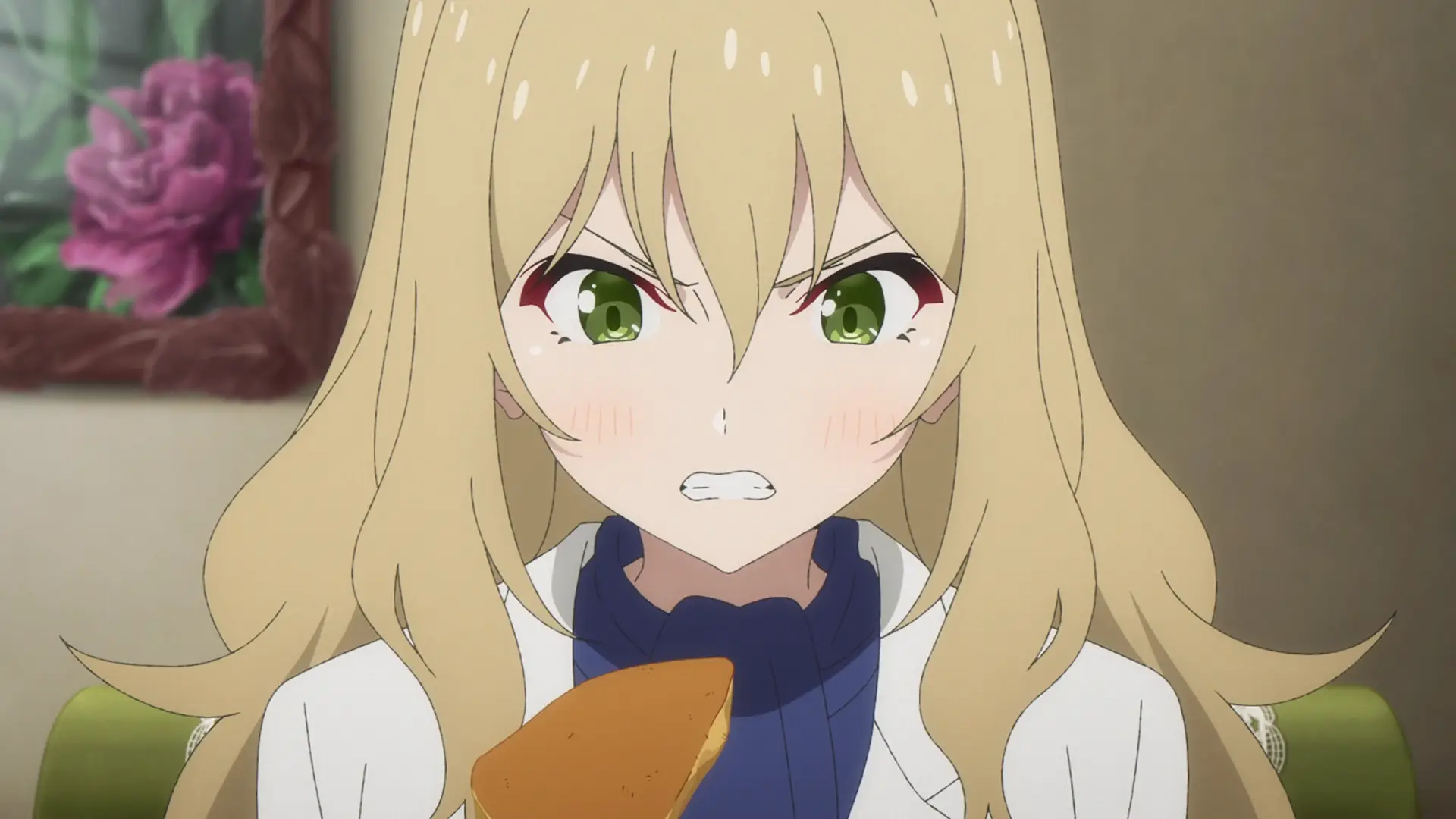 Somebody! Give Nanami a sticker because she becomes like this when she's stressed! I mean she's still beautiful, but...