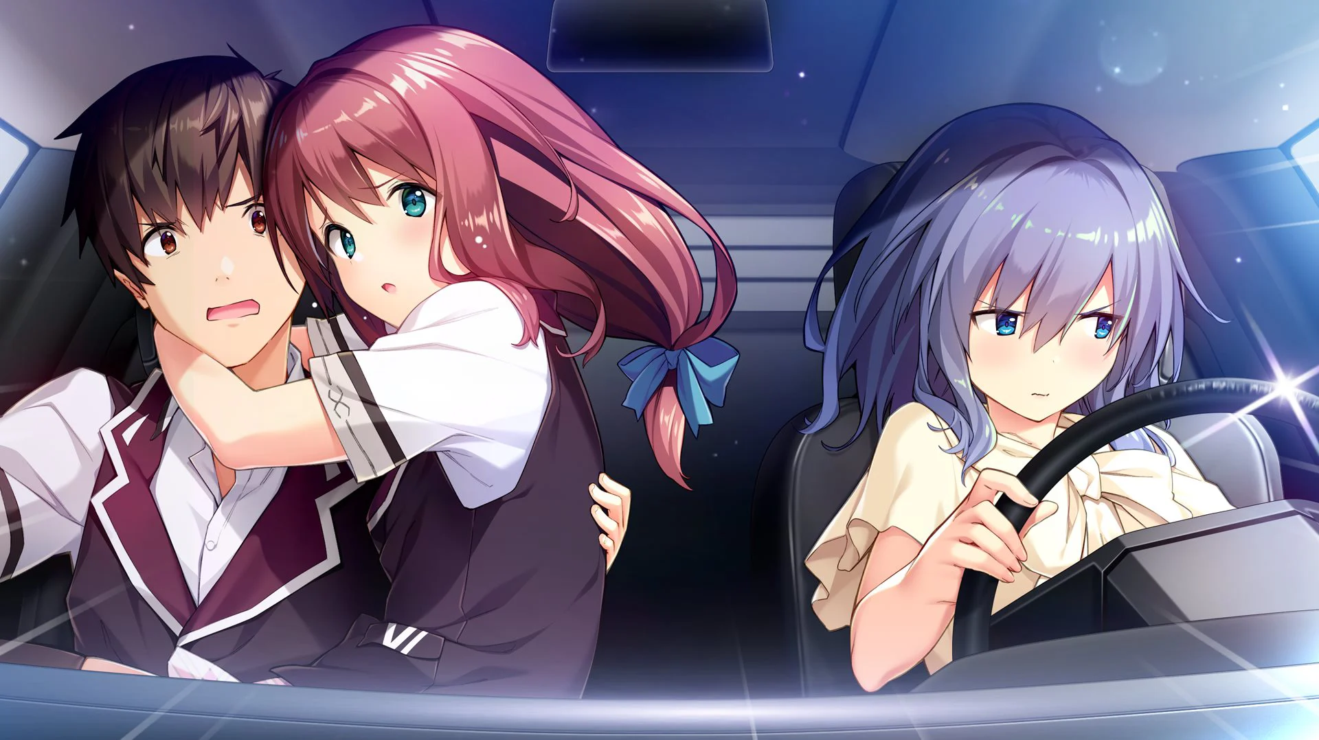 Sayaka and Miku in a car