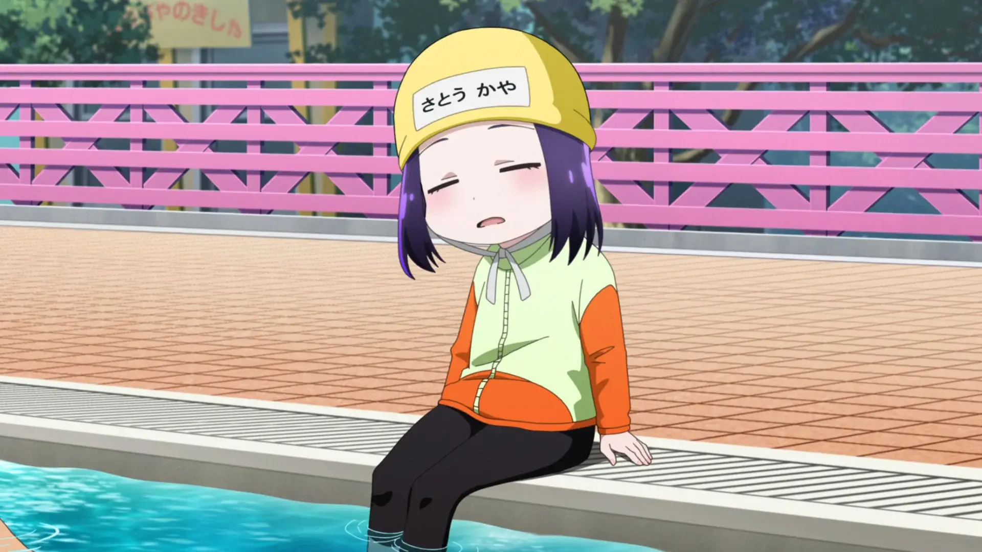 Kaya is so mood here chilling on the side of the pool.