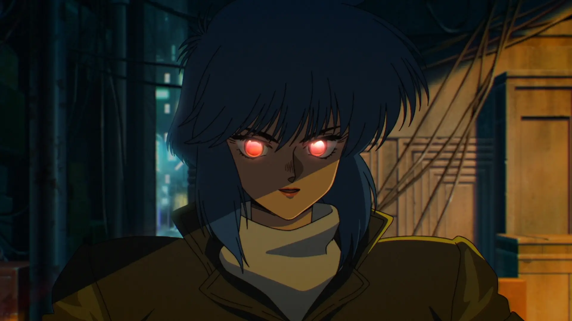 It's easy to forget that Motoko's body is fully robotic because of her expressive face, but then you see these scenes with her eyes glowing and...