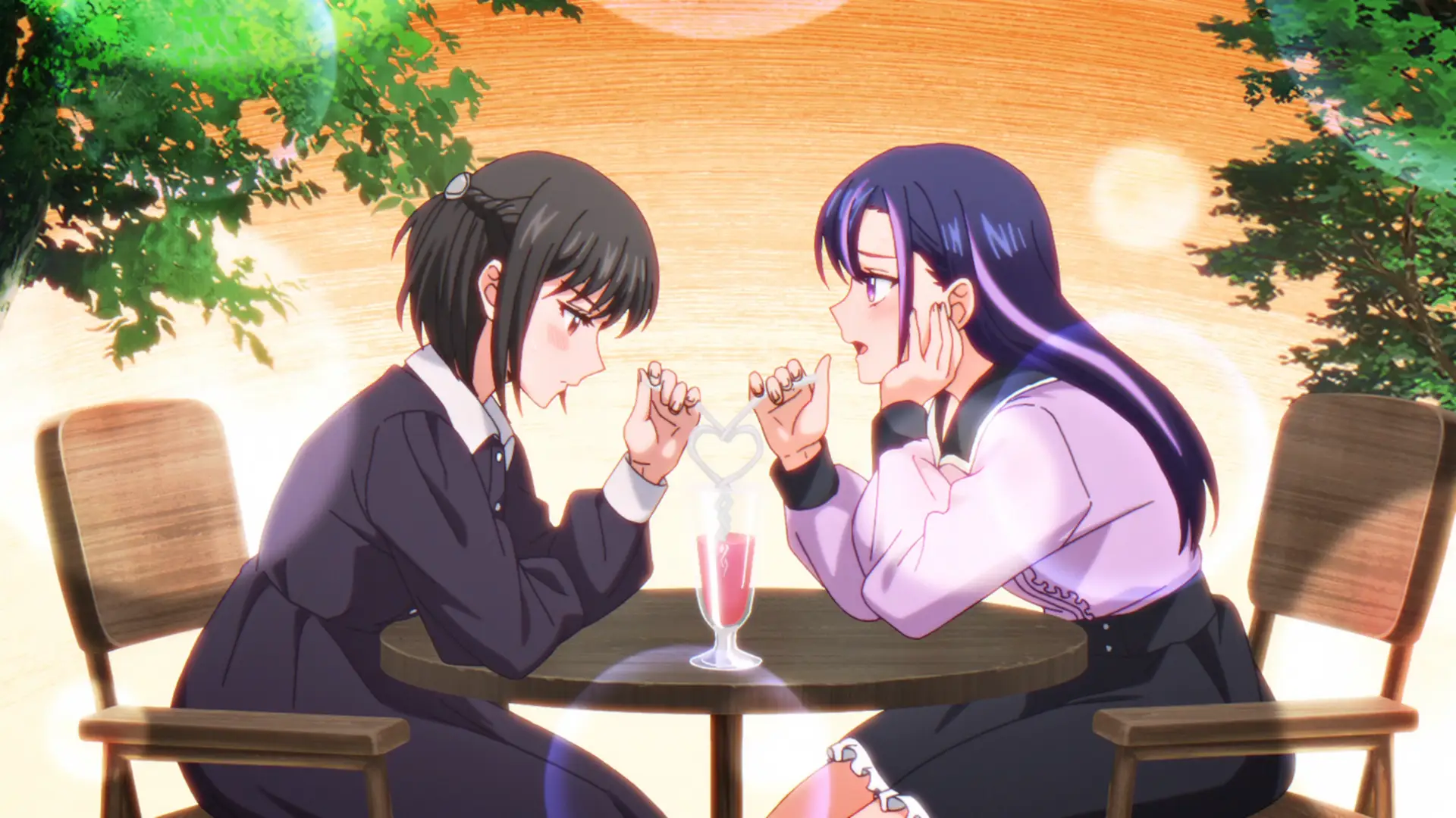 Did you ever expect this scene to unfold in front of your eyes? Aria and Hana at a cafe next to a couple-only drink?!