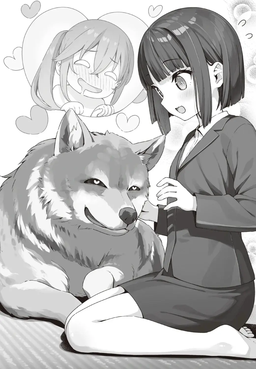 Neighbor in wolf form trying to get skinship from Sasaki. I like how this was the first thing Neighbor thought after transforming.