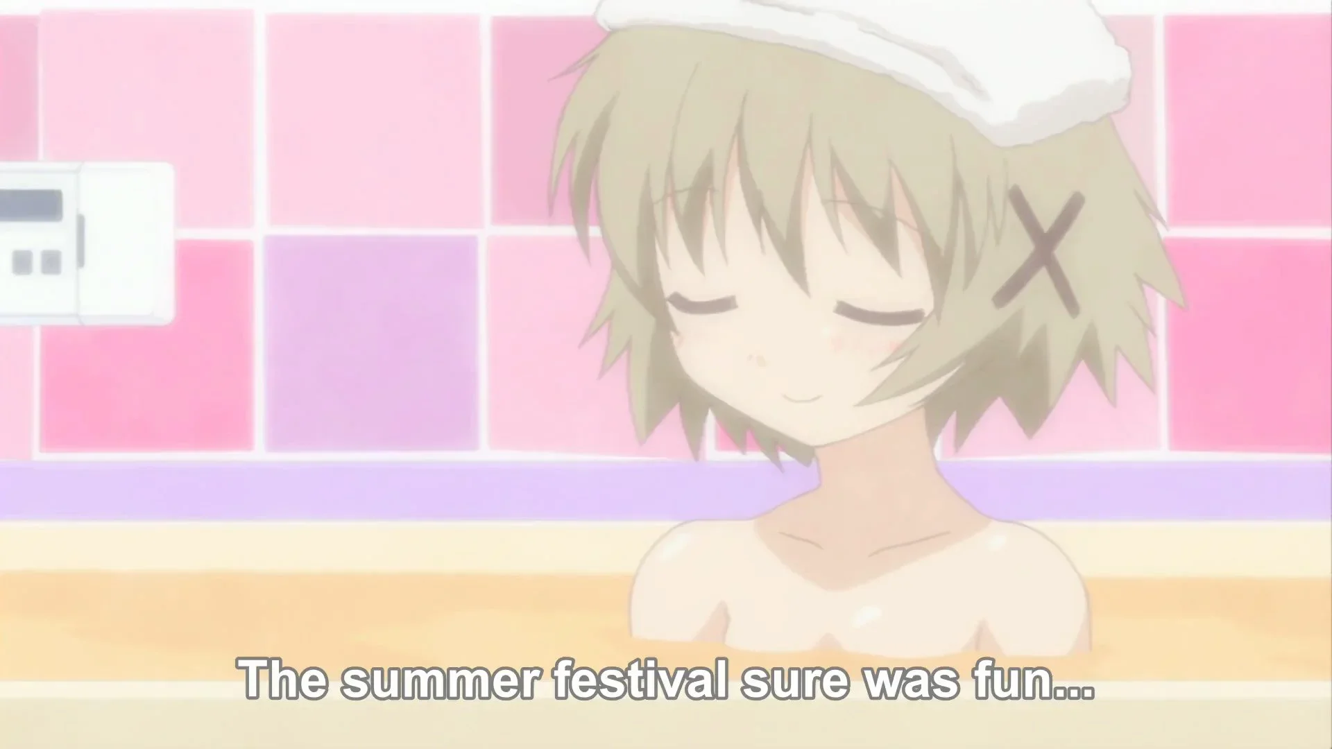 Yuno reminiscing in the bath as usual.