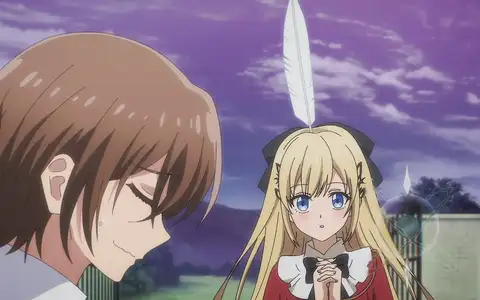 Mirika showing her feather pen stabbed in the head to Kunon. I still can't believe Kunon managed to keep a straight face here...