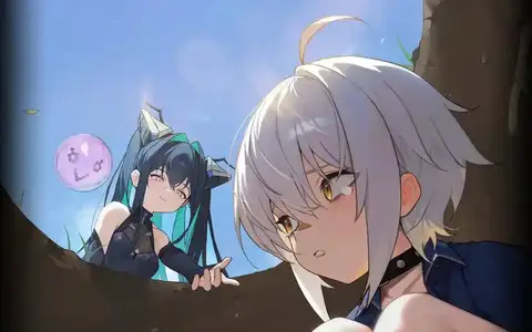 Little Mermaid is trying to convince Mori to come out of the hole. Honestly one of the most mood scene in Nikke that I found so far at least.