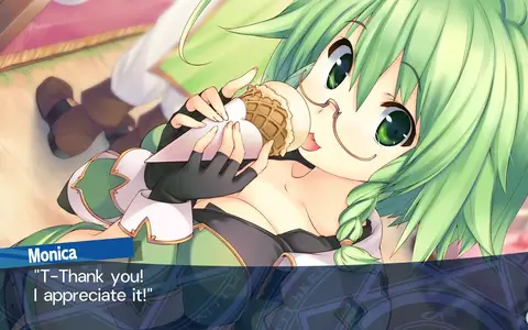 Monica eating something that she usually can't afford. An icecream!You're laughing, but poor girl has to keep an entire family running!