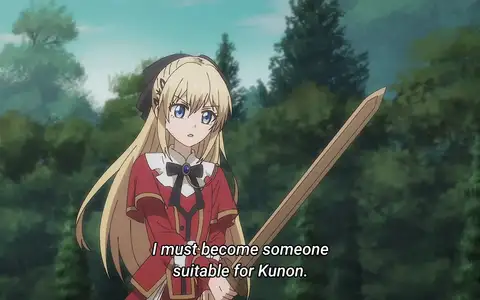 Mirika training to be stronger with a sword to become a better wife for Kunon was an extremely cute detail they added. She's such a good girl.