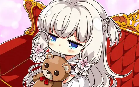 Yua acting cute with her big teddy bear. Honestly at times you feel like she's a big kid, especially when she sulks about something that protagonist did.