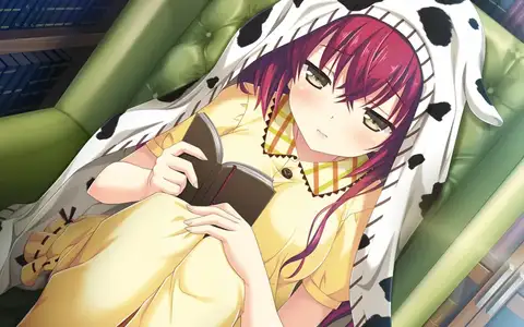 My spirit animal Kurebayashi Kanon reading a book with pajama and a cute hood. That feels so cozy I need to buy one too.