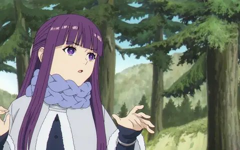 Shocked Fern prepares for defensive procedures to avoid Frieren from being stolen by Methode. She has good instincts here!