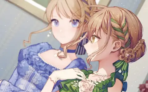 Monica wearing a green dress for the occasion, honestly she really looks good once she put some more serious outfit. Still flat, but that's a different story.