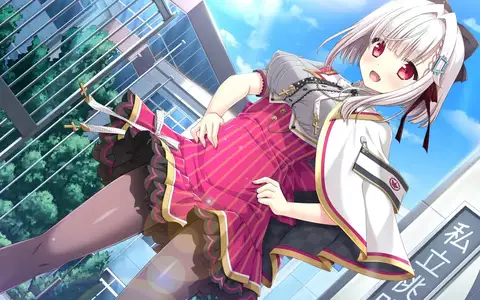 Ayame Nayuri is standing there ready to show her superior power as a student council president. Joking aside, she was pretty fun with her carefree personality.